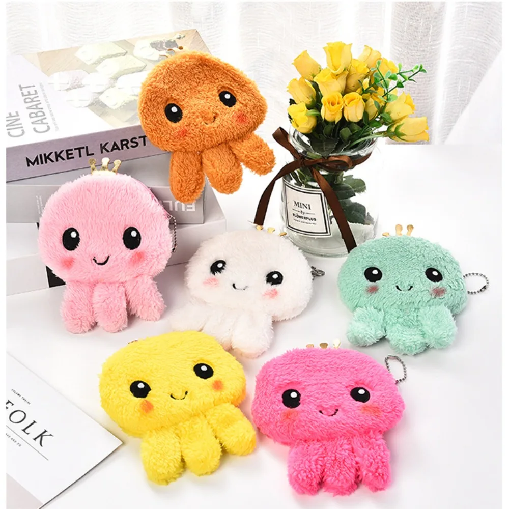 

Cute Funny Plush Octopus Coin Purse for Women Girls Children Mini Zipper Wallet Card Earphone Key Bags Storage Pouch