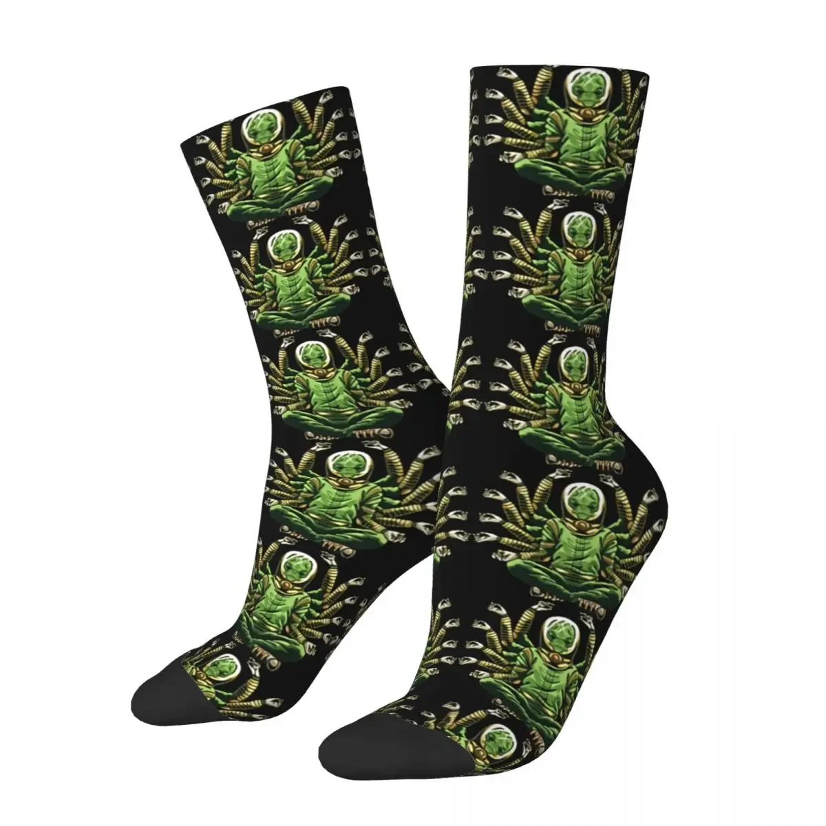 

Hip Hop Retro Buddha Alien Doing Yoga Crazy Men's Socks Alien Unisex Harajuku Pattern Printed Novelty Happy Crew Sock Boys Gift