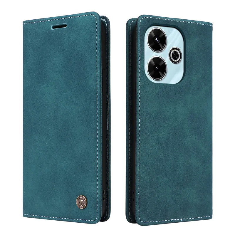 Retro Matte Luxury Flip Wallet Case For Xiaomi Redmi 14C 13 4G 13C 12 5G Redmi13 Redmi14C Coque Fundas Solid Colors Phone Cover 2