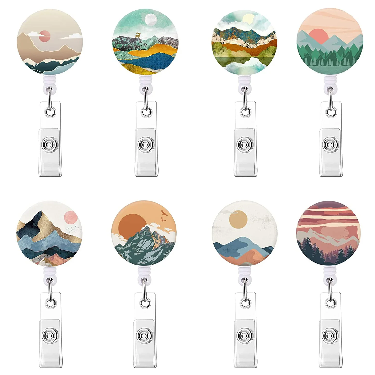 

A1984 Sunrise and sunset oil painting Retractable Pull Badge Reel Clip Badge Holder Card Doctor Card Chain Clips School Student
