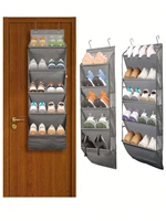 1pcs 5-Layer Over The Door Hanging Shoe Organizer, Gray Non-Woven Fabric Shoe Storage Hanging Bag,Hanging Shoe Rack 1
