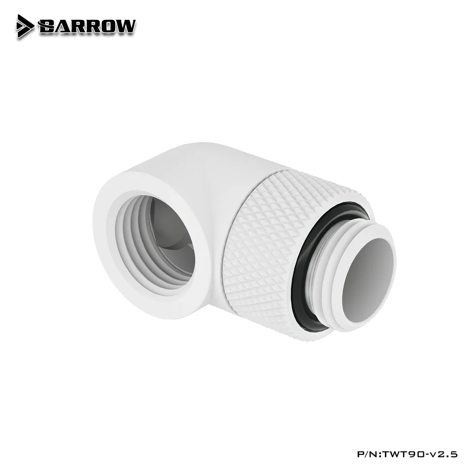Water Cooling Fittings, 90 Degree Angle Swivel Pipe Connector, G1/4 Water Cooled Threaded Right Angle Connector PC (Silver