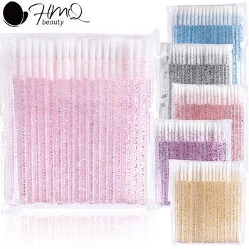 50/100Pcs 나일론 속눈썹 브러쉬 일회용 마스카라 립 광택 완드 Microbrush 애플리케이터 눈썹 확장 액세서리 메이크업 도구