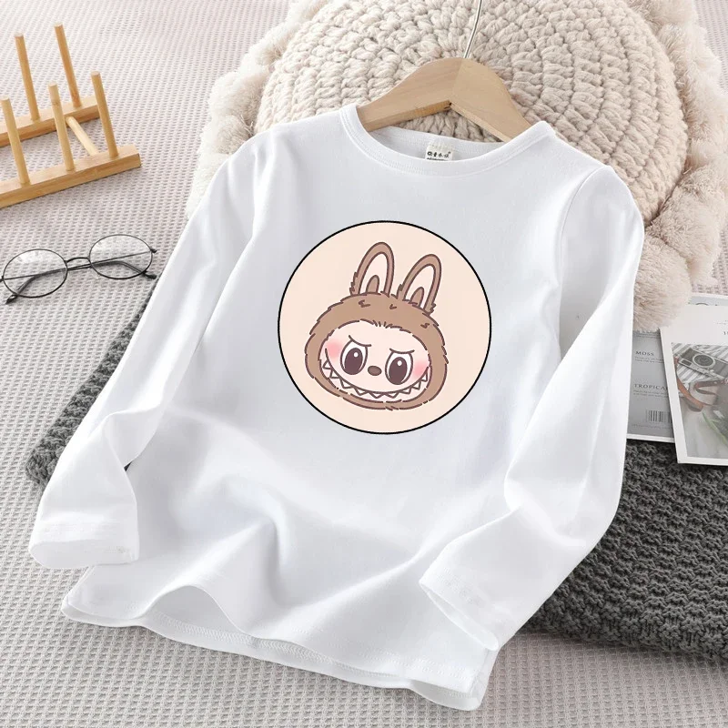thumbnail image 1 of POP MART Labubu Kids Long Sleeve T-shirt Cartoon Anime Printed Pullover Oys Girls Winter Casual Warm Top Children Birthday Gifts, 1 of 5