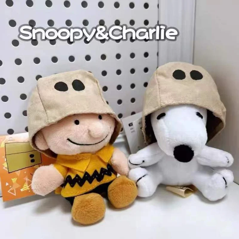 

Snoopy Kawaii Charlie Brown Cartoon Cute Paper Bag Head Cover Masked Plush Doll Keychain Anime Plush Toys for Girl Birthday Gift