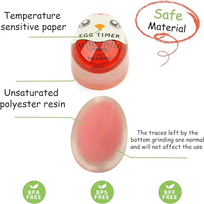 1pcs Egg Perfect Color Changing Timer Yummy Soft Hard Boiled Eggs Cooking Kitchen Eco-Friendly Resin Egg Timer Red timer tools