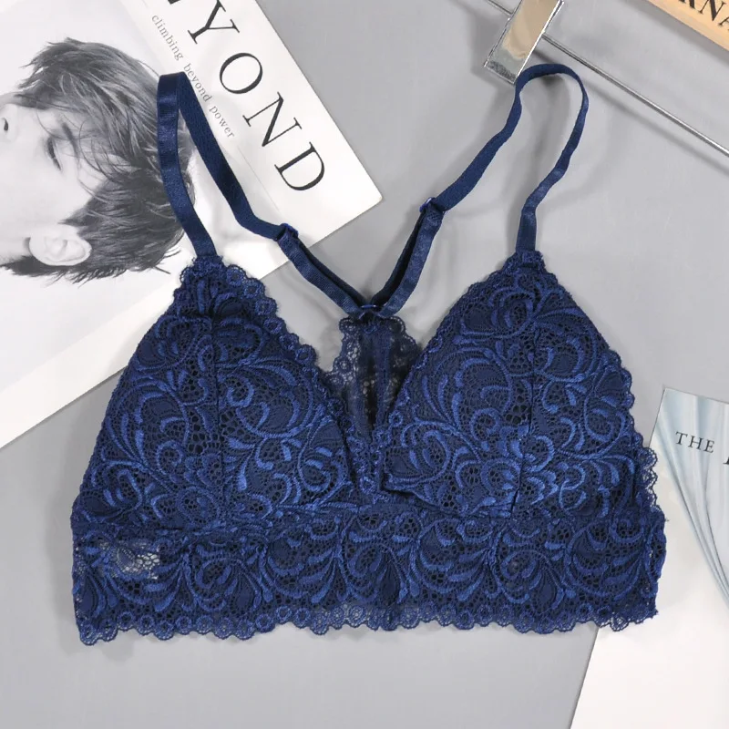 Women Bra Wireless Bras Lingerie BH Lace Sexy Bralette Push Up Plus Size Y-line Straps Backless Lace Bras Large Size