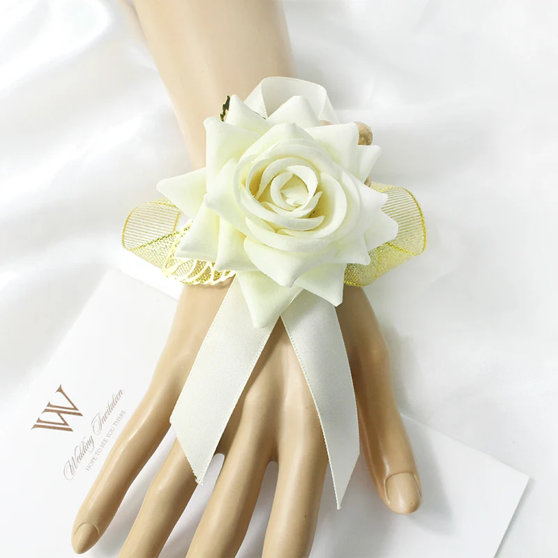 Elegant Red Rose Wrist Corsage Floral Accessory for Weddings and Special Events