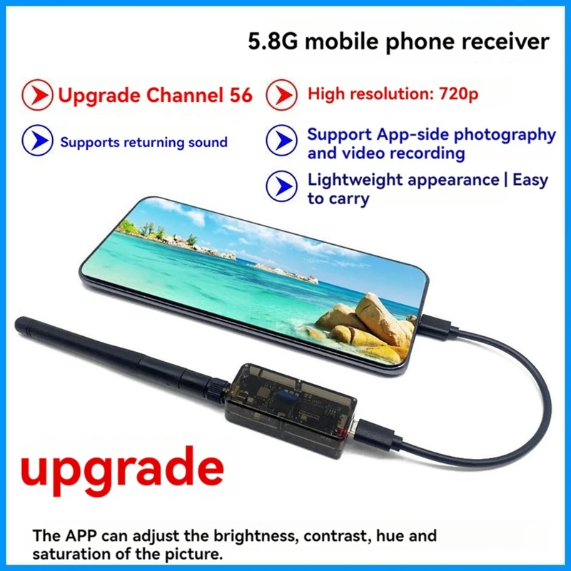 New UVC OTG 5.8G 56CH Audio FPV Receiver 720P for Android Mobile Phone ...