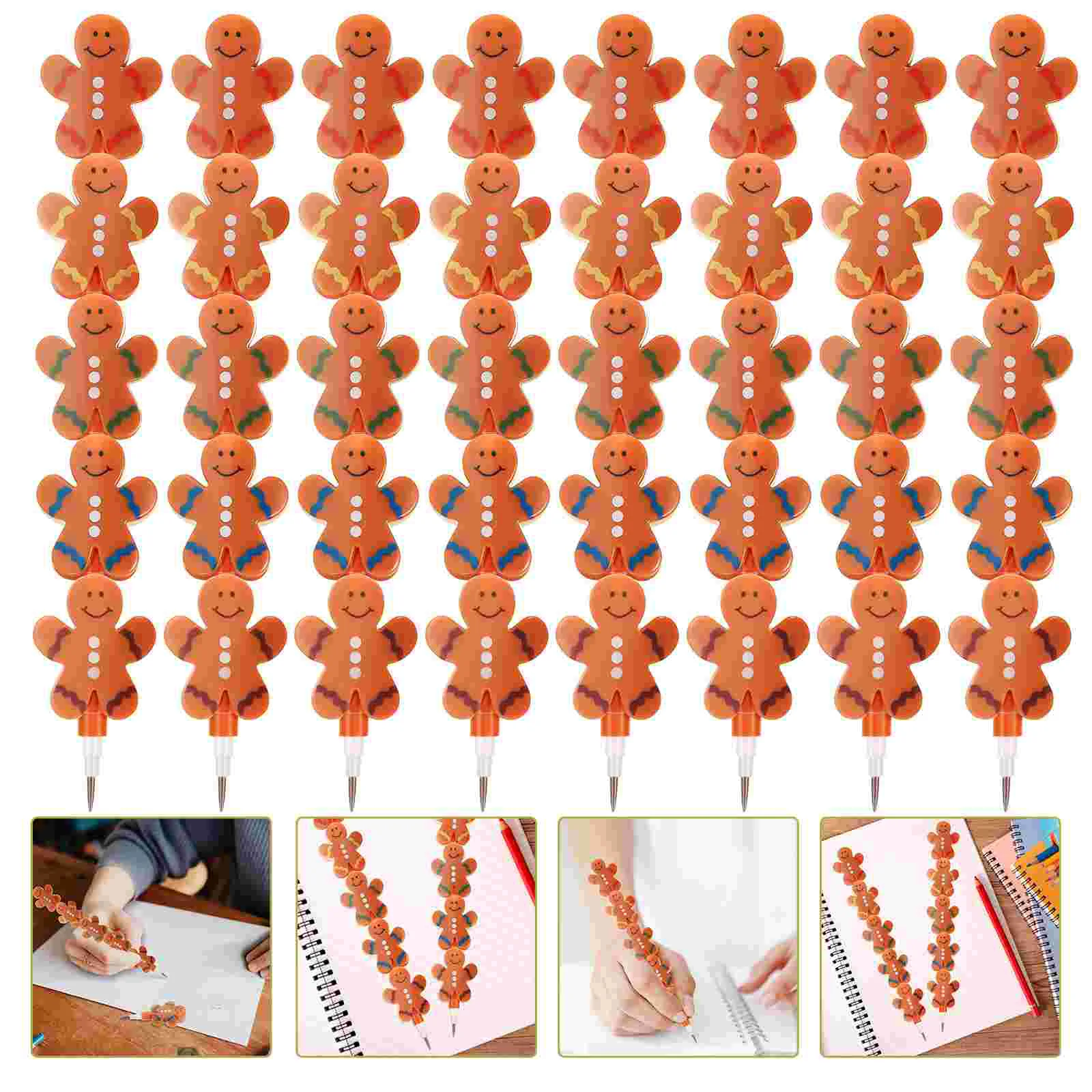 

12 Pcs Gingerbread Man Pencil Mechanical School Stationery Holiday Funny Kid Gifts Students Cartoon