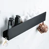 Black Bathroom Organizer Shelf With Hooks Aluminum Kitchen Decoration Shelves On Wall Shower Storage Rack Wall Mount 3