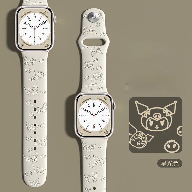 Sanrios Kawaii Anime Hello Kittys Cartoon My Melody Kuromi Cinnamorolliwatch Strap Iphone WatchCute Print Wrist Stra