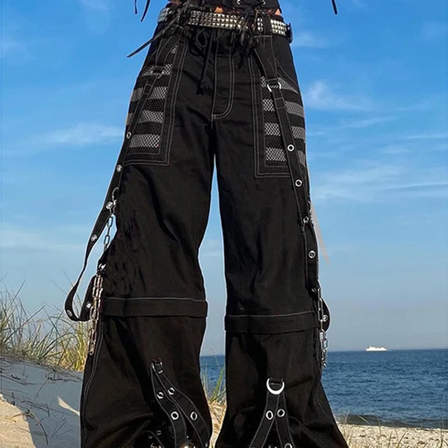 Punk Style Y2k Wid Leg Denim Pants E-girl Gothic Loose Trousers Cyber Grunge Cargo Pants Harajuku High Waist Baggy Jeans Women 1