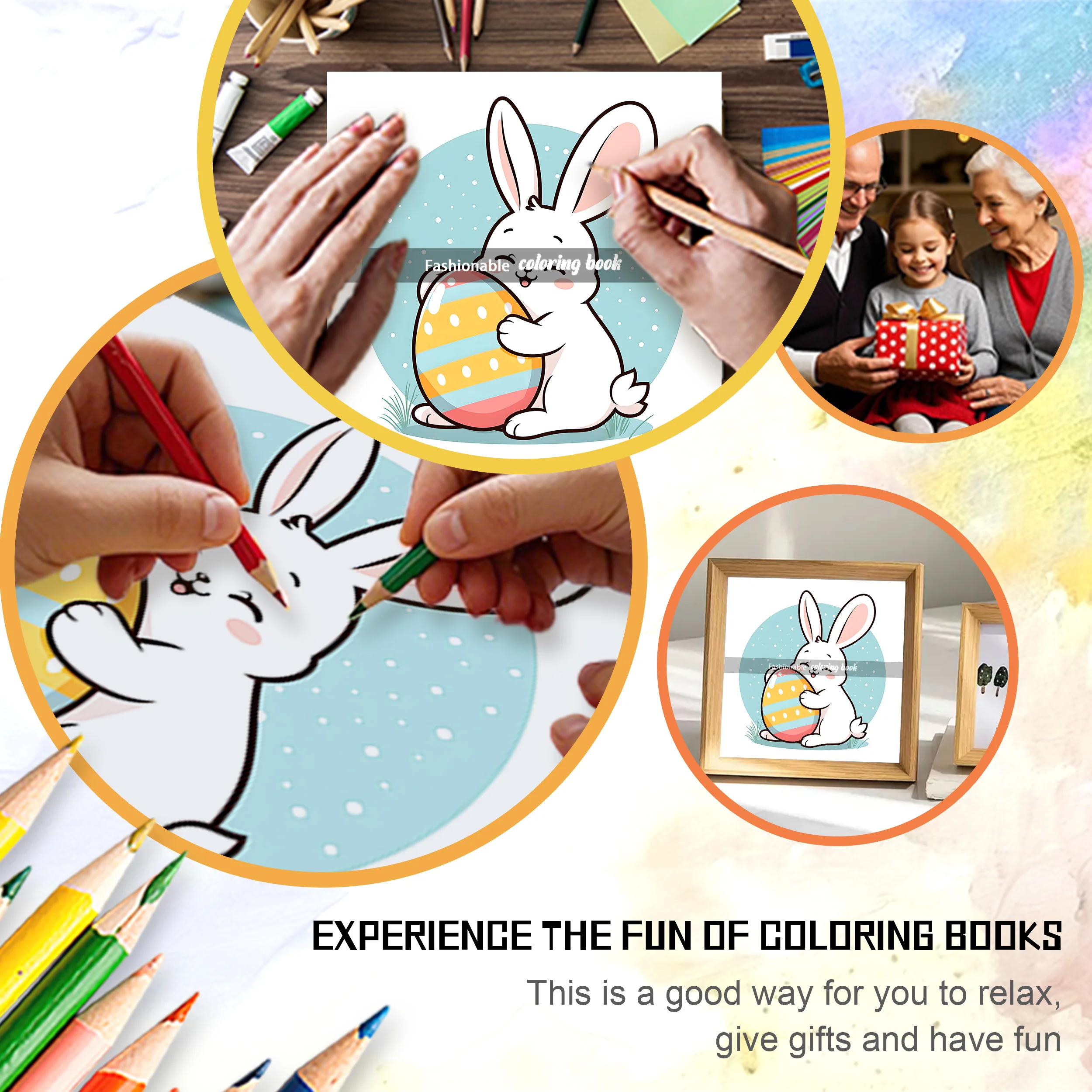 The Coloring Book Easter Theme for Adults and Teens Features Cute Bunnies and Eggs, Happy Easter Holiday Gifts 6
