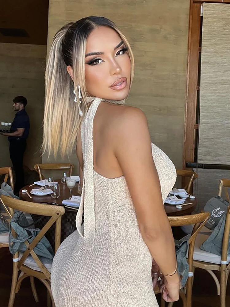 Vestidos de playa para vacaciones de verano para mujer, negros, de punto, sin mangas, ajustados, sexis, largos, elegantes, bohemios, para fiesta, 2025
