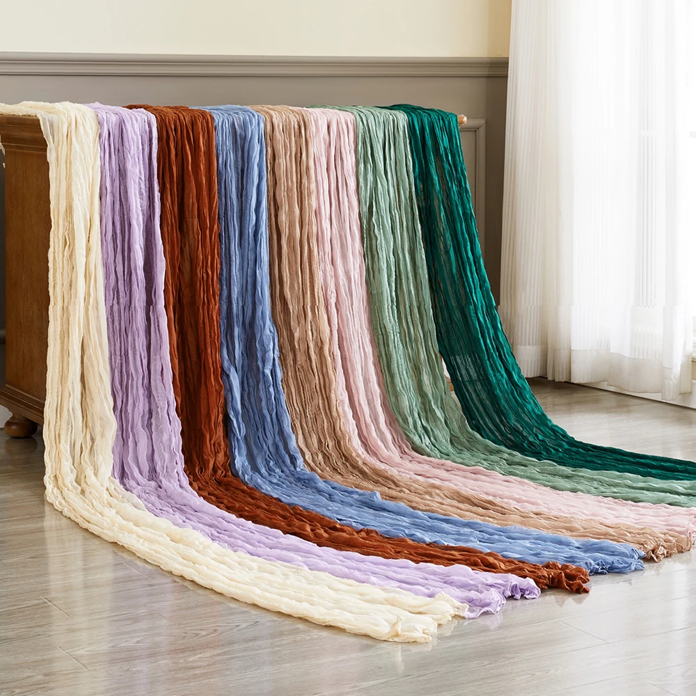 set of 6 Sand Cheesecloth Table Runner Gauze Semi-Sheer Boho or Rustic Wedding Table Decor for Wedding Decor Arch Bridal Shower 6