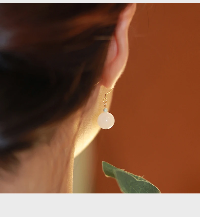 Hetian Jade Ohrringe Kleine vielseitige Ohrringe Nischendesign Senior Sinn für alten Stil Jade Ohrringe Mädchen Geschenk – Detail 6