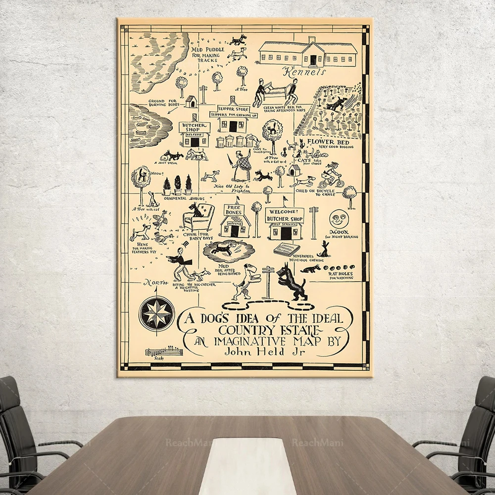 1925 Stampa Cane-Poster Mappa Cane Vintage-Dog Art-Stampa Cane Zoologico-Regalo Per Gli Amanti Degli Animali-Illustrazione Cane