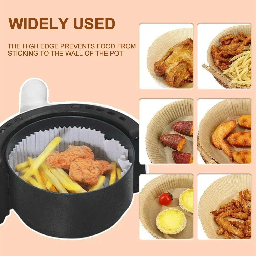 Air Fryer 50/100Pcs Air Fryer Disposable Paper Non-Stick Airfryer Baking Papers Round Air-Fryer Paper Liners Kitchen Accessories