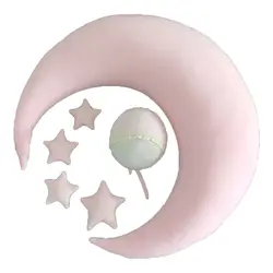 Adorable Newborn Posing Pillow Set: Crescent Moon with Stars & Hat - 6-Piece Baby Photo Props (19)