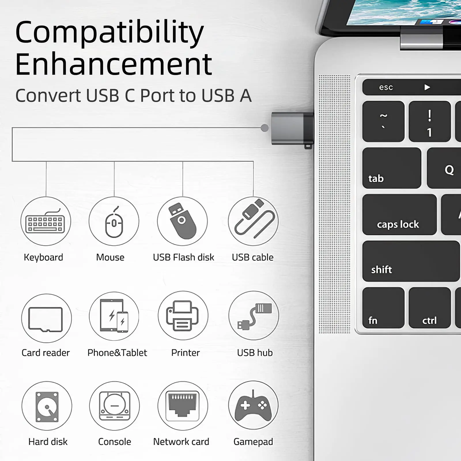 DteeDck USB C to USB 어댑터 USB-A 암-USB-C 수 변환기, USB 3.0 OTG 포트, 맥북 프로 에어, 아이패드 프로, 삼성 갤럭시용