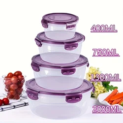 8 - Piece Transparent Food Storage Container Set with Lids for Camping and Kitchen Organization (Purple)