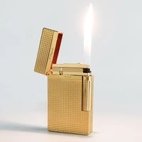 Luxury Brass Ligne2 Lighter Engraved Classical Sound Special Cigarette Smoking Tools Rechargeable Butane Gas Men Gift 1