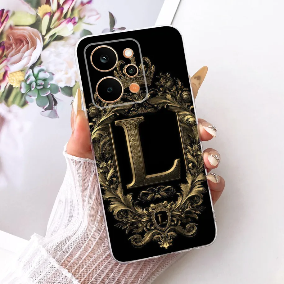 Retro Initial Letters Silicone Phone Case - Soft Protective Cover