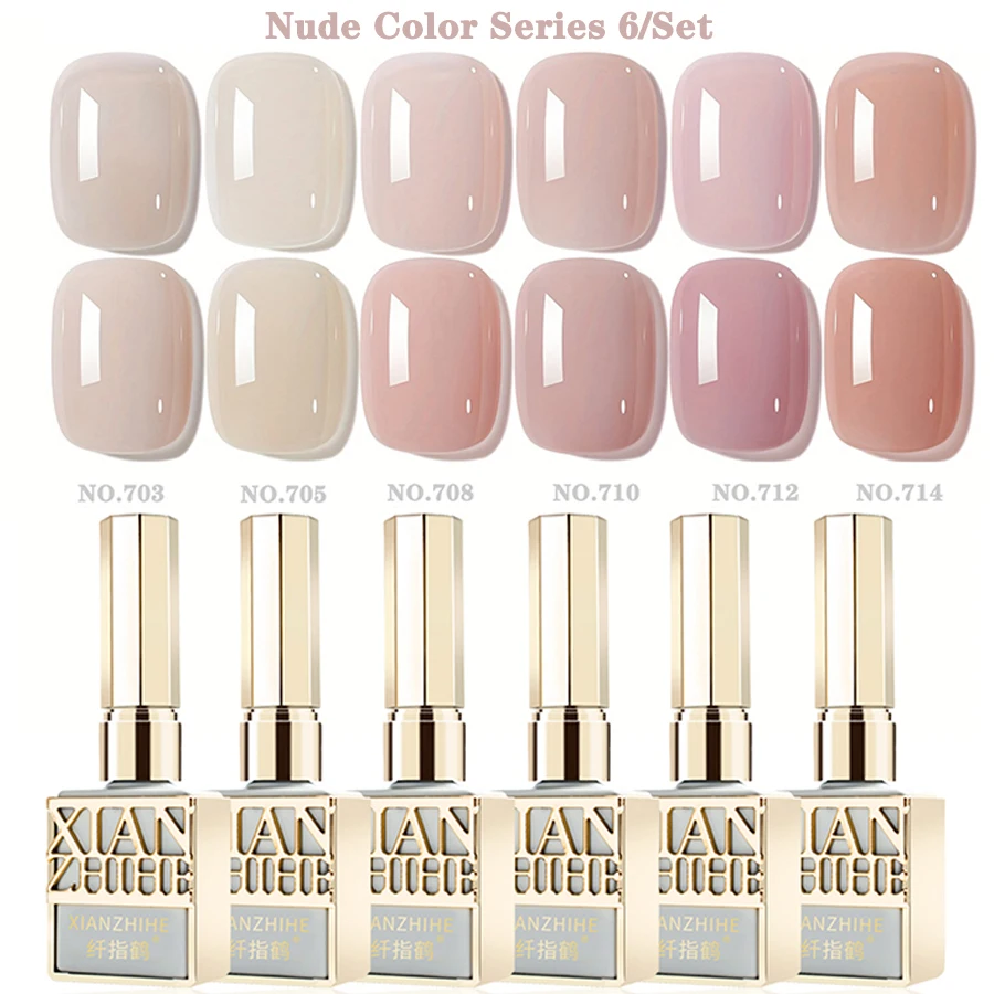 6-Piece Festive Red Nail Gel Polish Set with Glitter & Solid Colors