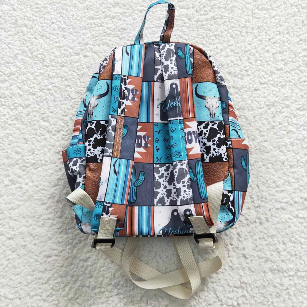 Wholesale Baby Kids Howdy Backpack Daypack Toddler Western Cactus Striped Outdoor Portable Children School Cow Print Bag 3
