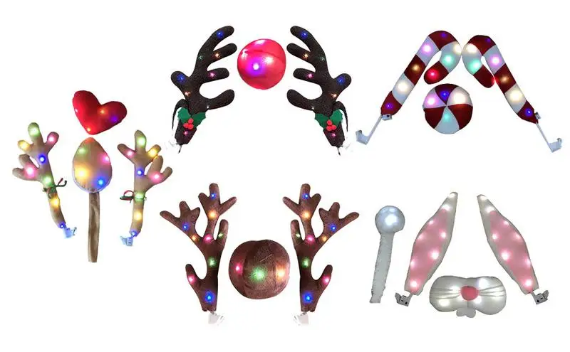 

Автомобильный комплект оленей и рогов, Рождественский костюм, автомобильное украшение, набор оленей для автомобиля, Рождественский костюм, автомобильное украшение для внедорожника