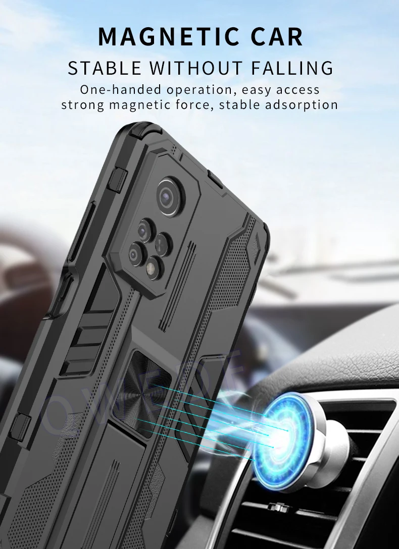 Enhanced Protective Phone Case with Magnetic Holder for Xiaomi Mi 10T Series - Armor Design with Camera Guard