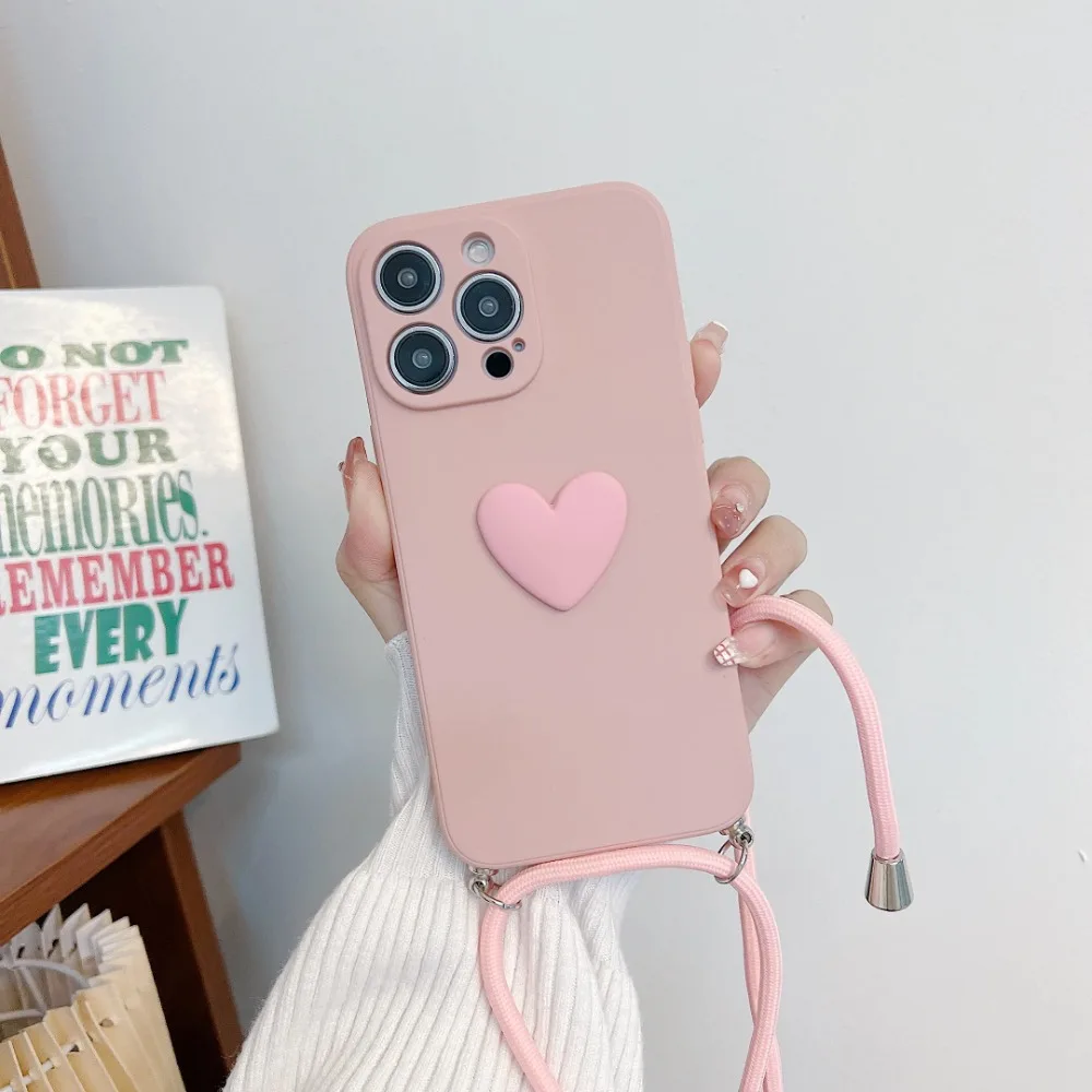 Fashionable Long Rope Shockproof Silicone Phone Case Sleeve