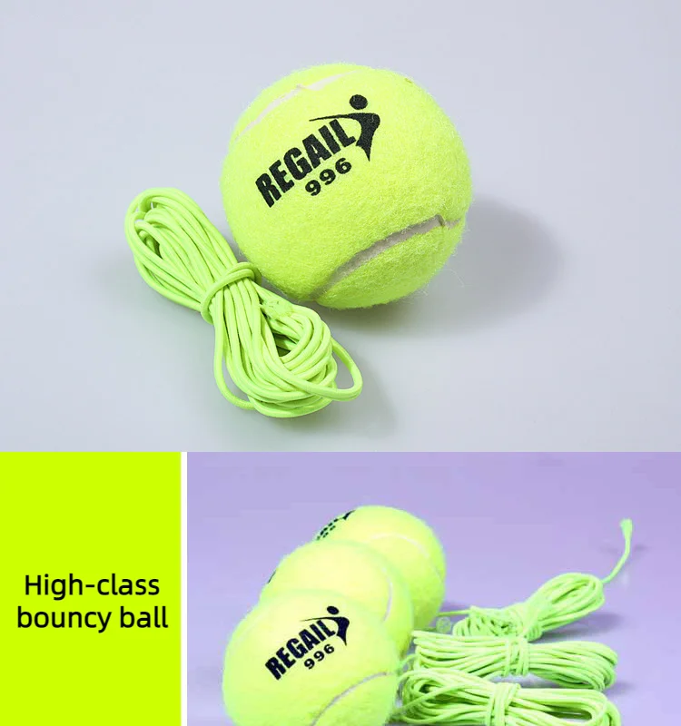Single tennis practice ball with elastic rope attached to a base