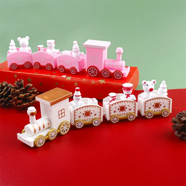 Enfeites de mini trem de madeira, conjunto de trem de Natal Trem de Natal  pintado de madeira Decoração de Natal Presente infantil, Decorações de  Natal Decoração de trem de madeira para(vermelho)