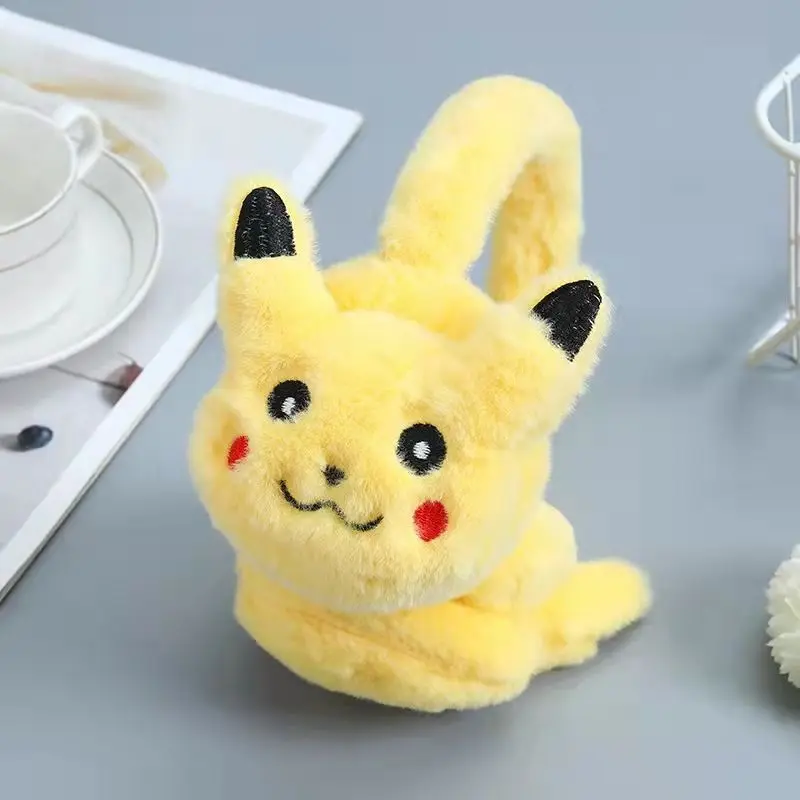 Plush Toys Plush Hat Toys Pikachu Plush Earmuffs Anime Cartoon Earmuffs Plush Winter Warm Headphone For Kids Adult