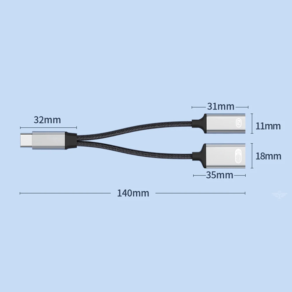 노트북 휴대폰용 USB C OTG 케이블 어댑터, C타입 수-USB-C 암, 30W PD 고속 충전, USB 스플리터 어댑터 포함, 투인원