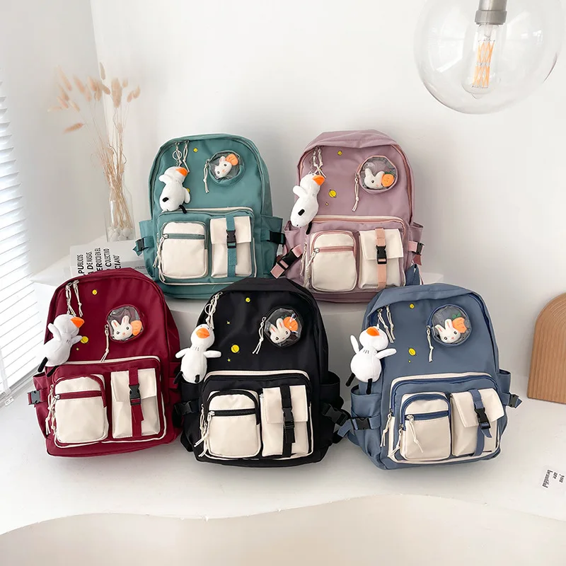 

Junior High School Girls Schoolbag Large Capacity 4-9 Students Schoolbag Trendy Retro Girl Backpack Travel Backpack Mochila