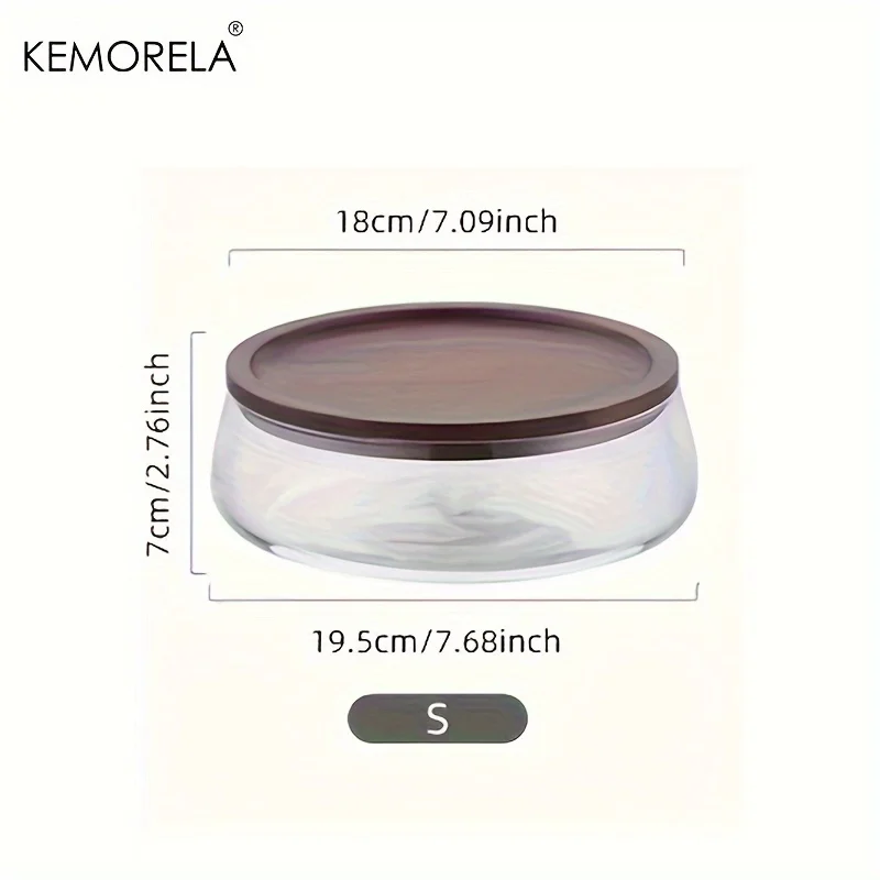 Glass Food Storage Containers Wooden Lid Kitchen Snack Fruit Candy Nut Sundries Storage Organizer 1PCS KEMORELA