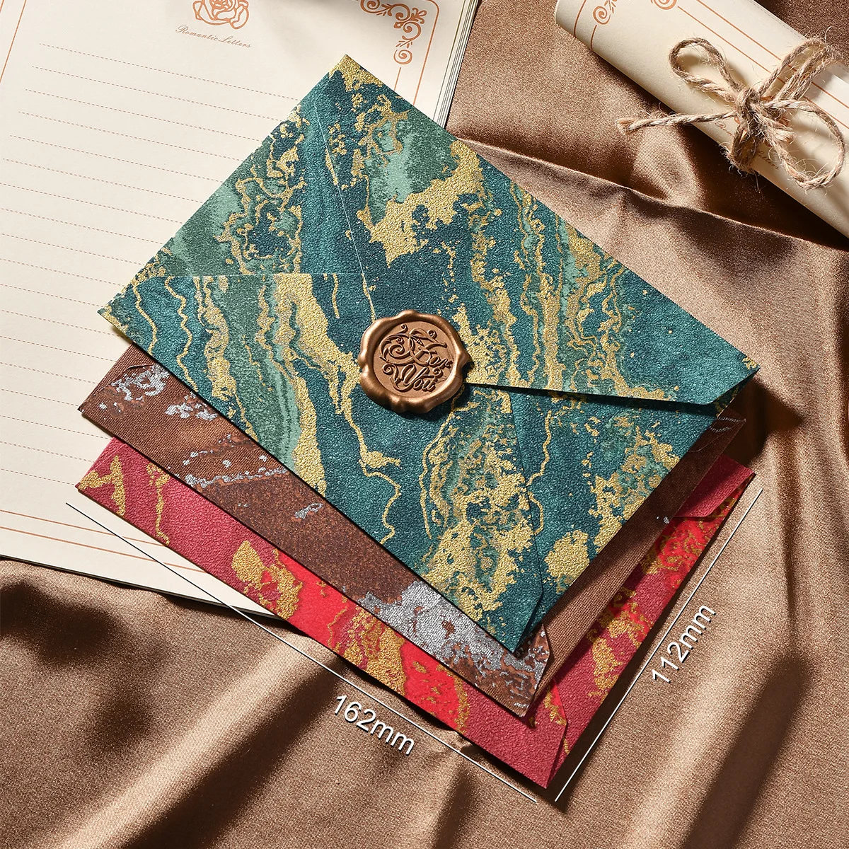10pcs/pack 11.2x16.2cm Business Paper Envelopes Mailing Envelopes for Gift Card Packaging Marble Print Green Red Grey Letter Envelopes