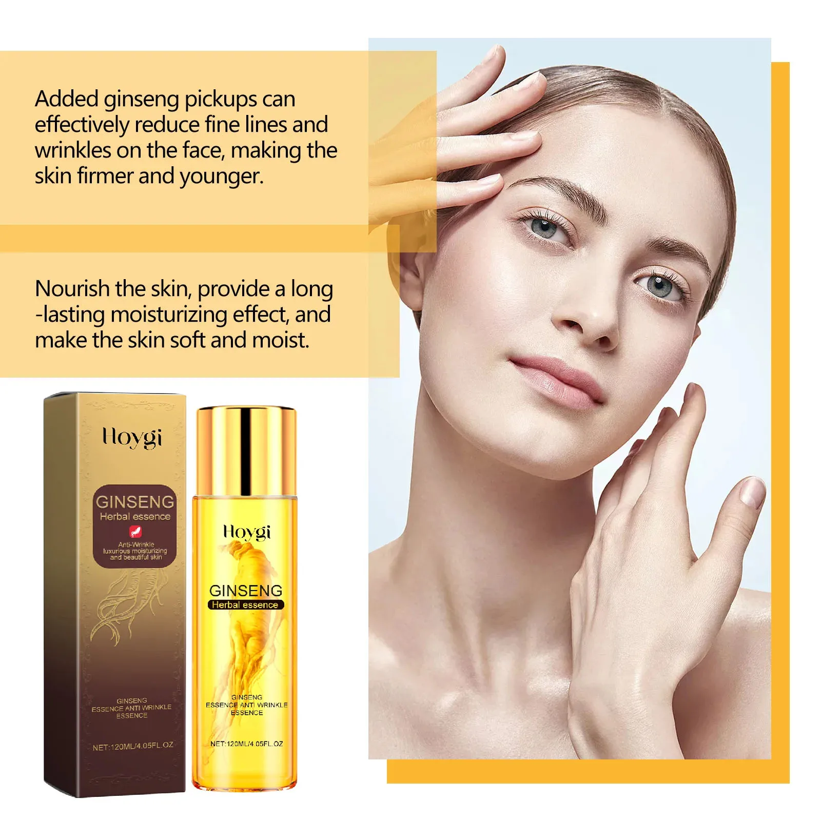 Ginseng Face Essence Fade Fine Lines Firming Smoothing Pores Hyaluronic Acid Brightening Moisturizing Niacinamide Facial Serum 6
