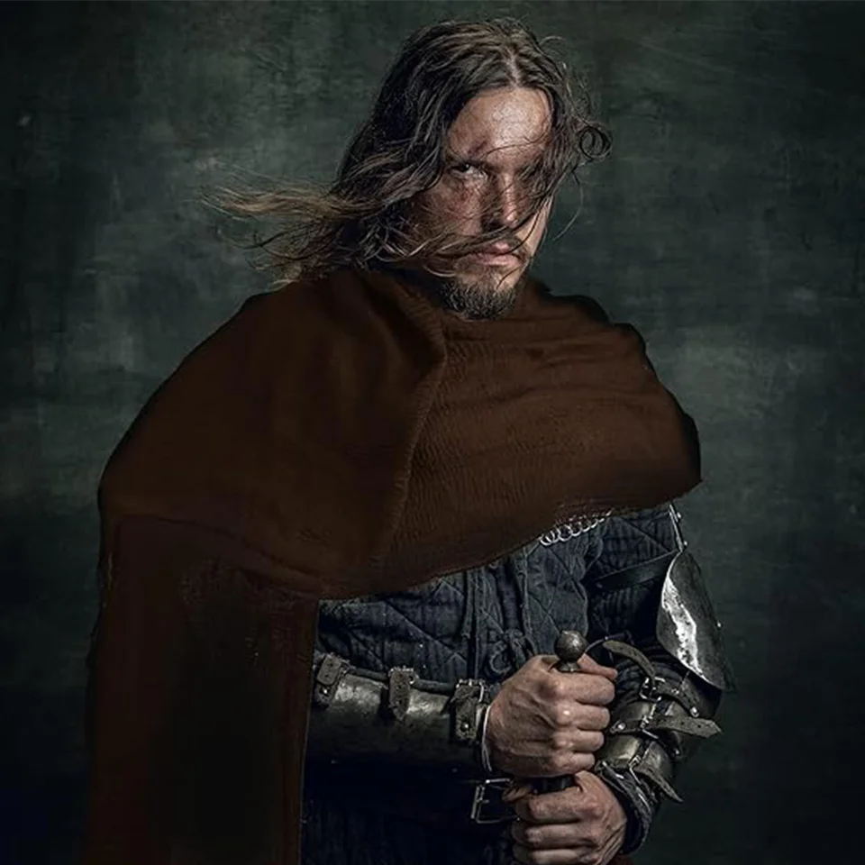 SiiRoh Renaissance Umhang Herren - Halbe Schulter Mit Kordelzug Für Mittelalter & Halloween