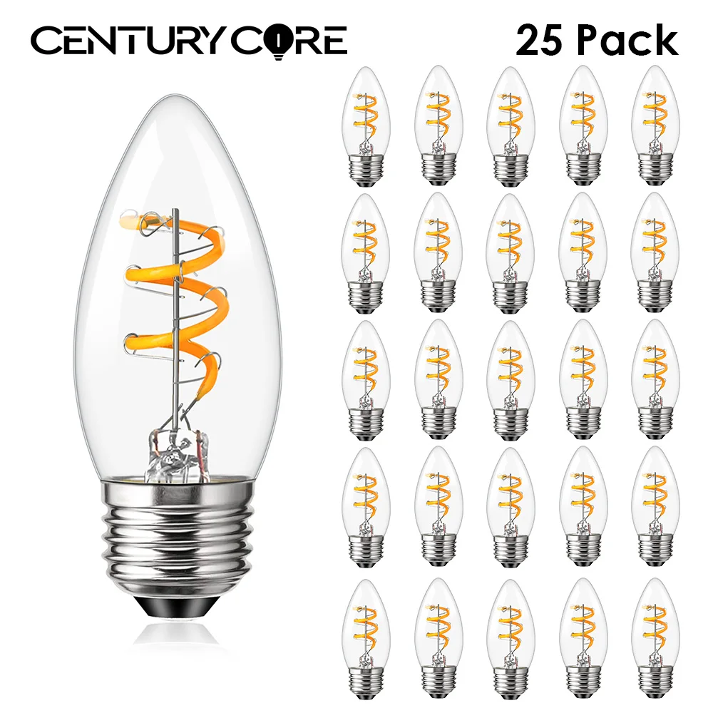 Candle Led Lights C35 220V E27 110V E26 Spiral Filament Light Bulb 3W Warm White Vintage Replaceable Chandelier Decoration Light