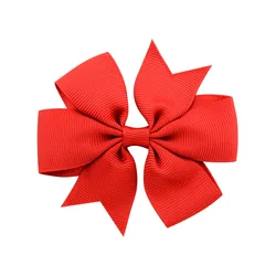 Vibrant Grosgrain Ribbon Hair Bows Clips (12 Red)