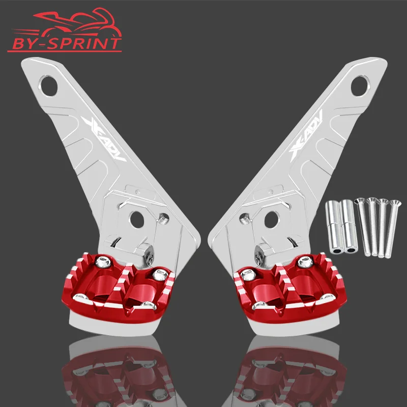 Repose-pieds Passager Arrière Pour Honda X-ADV 750 – Extension Pliable En Aluminium – Titane/Rouge/Noir – 2021-2023