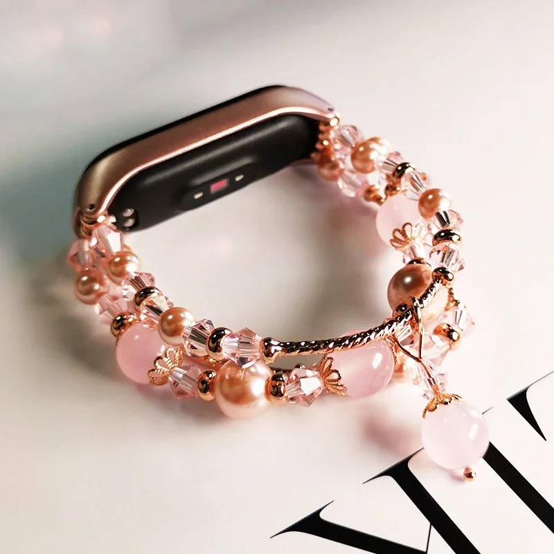 Jewelry Strap For Xiaomi MiBand 8 7 6 5 4 3 Elastic Beaded Braceletd Wristband For mi band 7 Belt For Mi Band 6 Correa accessory