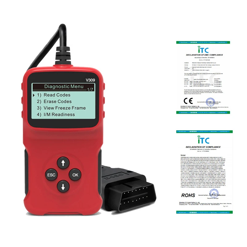 

Новый обновленный автомобильный диагностический сканер V309 OBD2 OBDII, считыватель кодов автомобиля, инструменты для ремонта