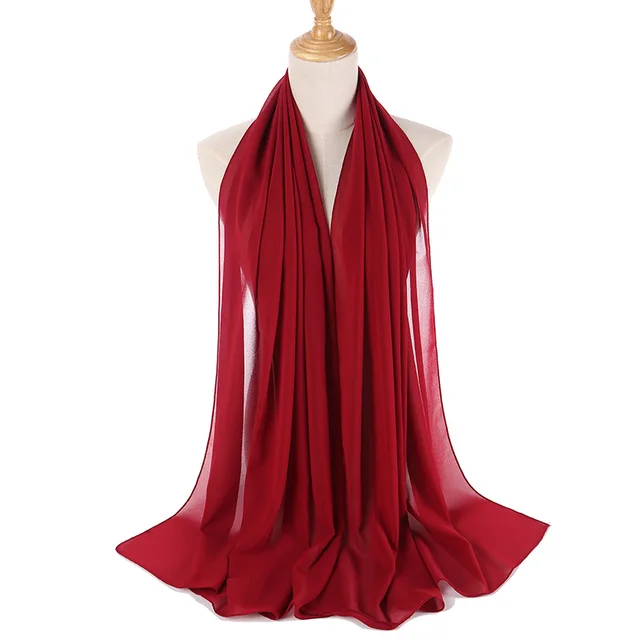 women plain bubble chiffon scarf hijab wrap printe solid color shawls headband women hijabs scarves/scarf 60 colors COLOR 24