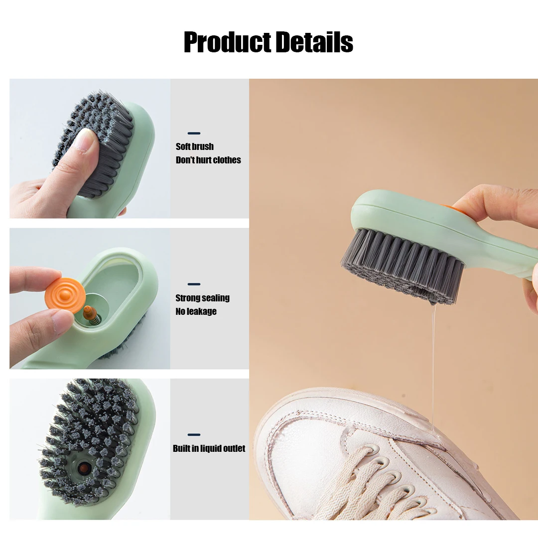 1/2Pcs Multifunctional Cleaning Brush Soft Automatic Liquid Shoe Brush Clothes Brush Shoe Clothing Board Brush Shoe Cleaner Tool 3