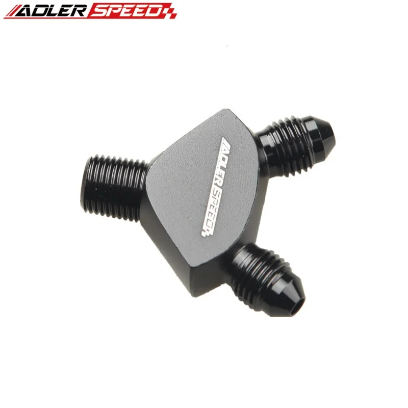 ADLERSPEED Y 블록 어댑터 피팅 1/8'' NPT  2 x 3AN AN3 AN 3 알루미늄 수 플레어 검정색/파란색